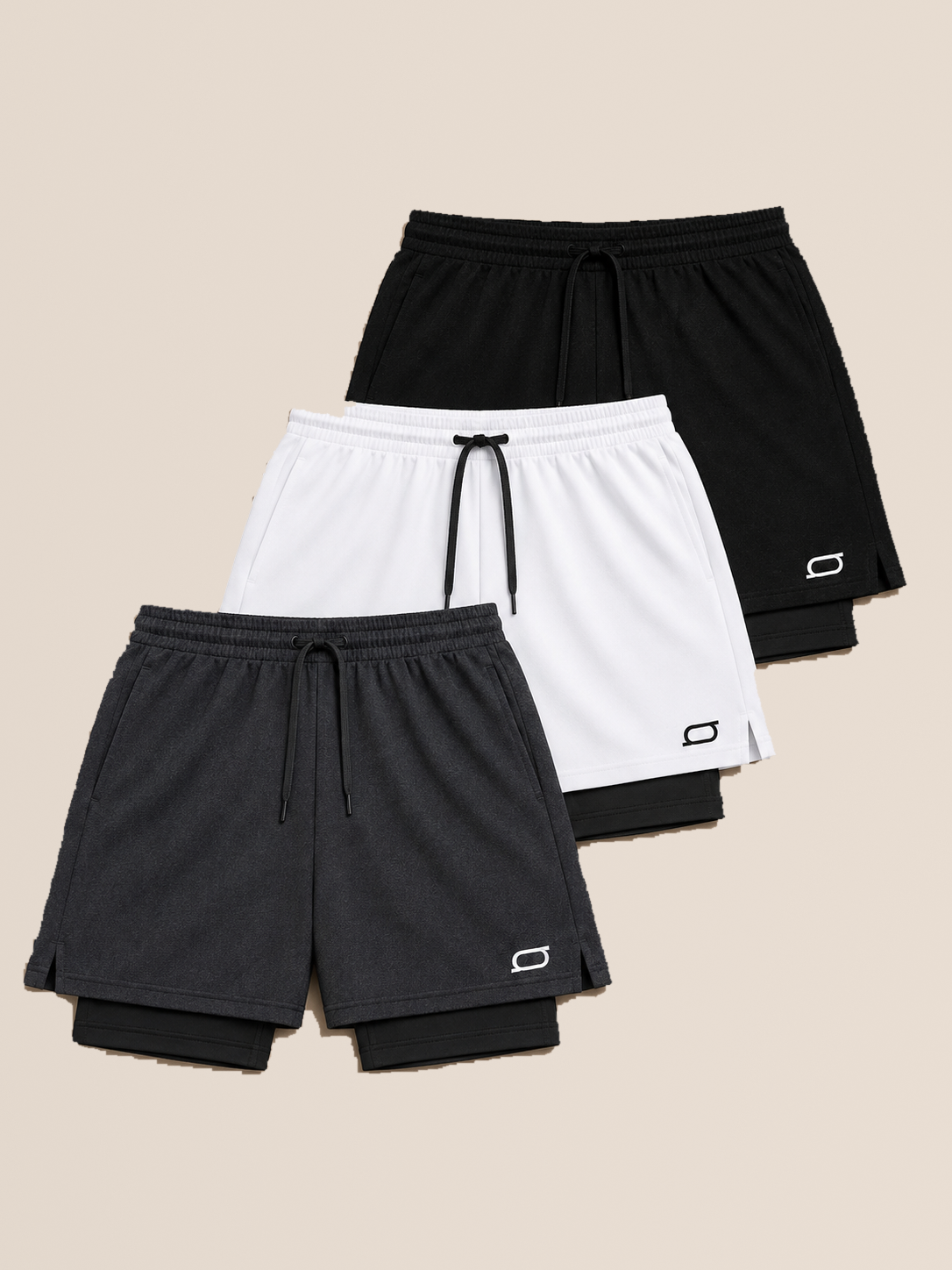 Kit com 3 bermudas 2 em 1 de compressão – composição de cores