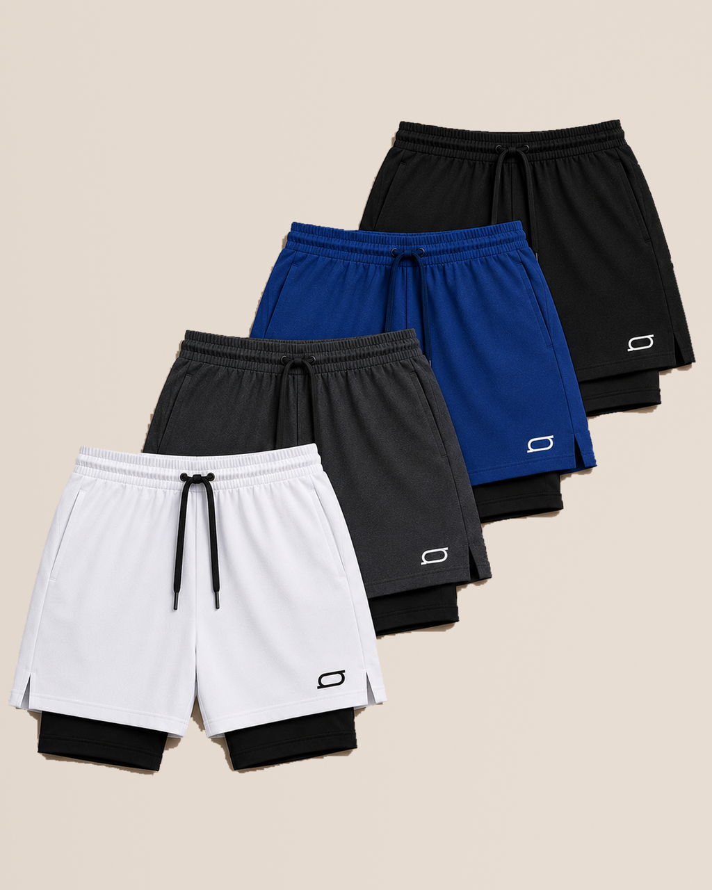 Kit com 4 bermudas 2 em 1 de compressão – composição de cores